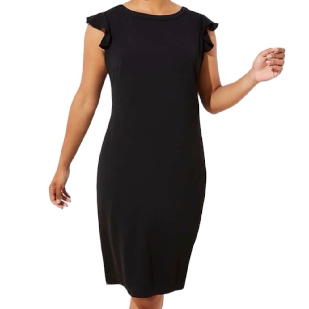Loft Black Flutter Sleeve Cocktail Wedding Party Dress 6